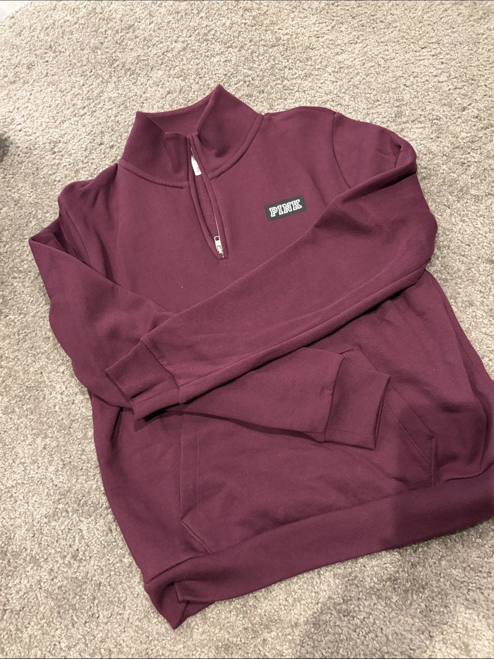 PINK Victoria's Secret women’s Quarter Zip Pullover - Wine